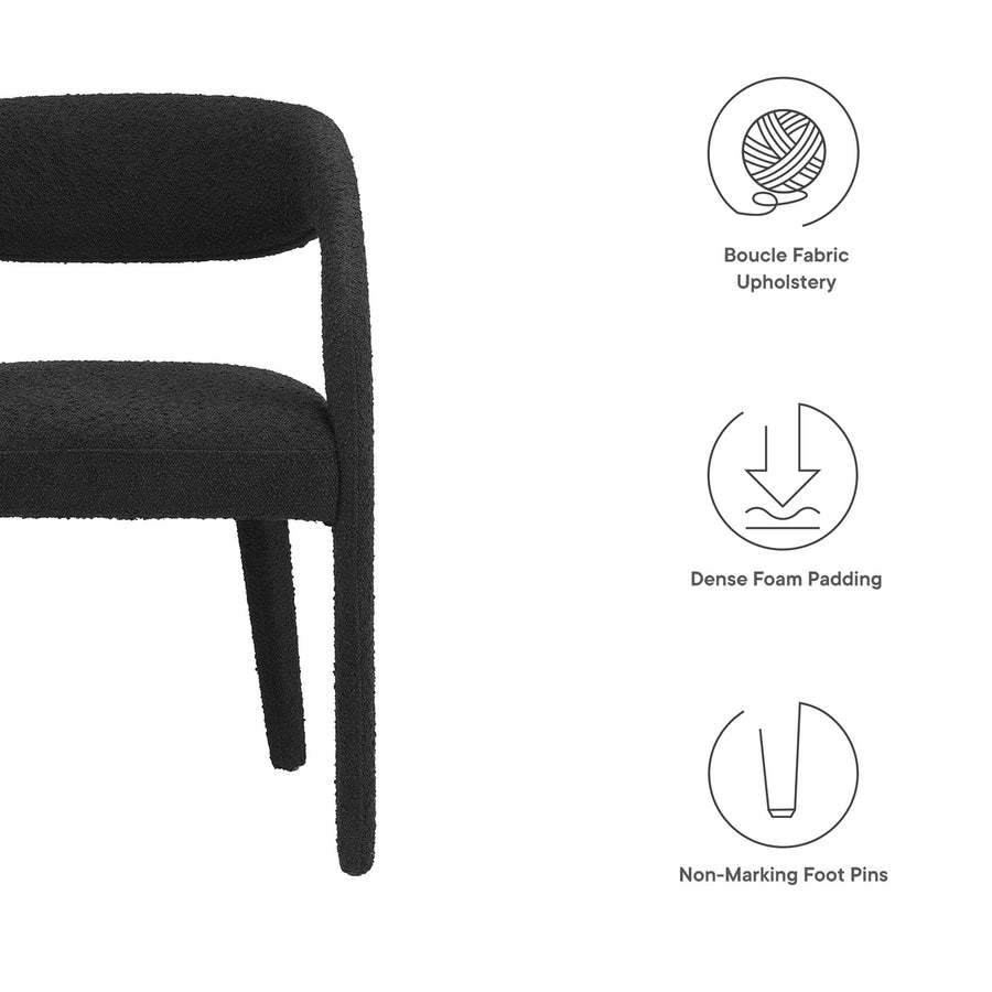 Iris Boucle Upholstered Dining Chair Set of 2 in Black