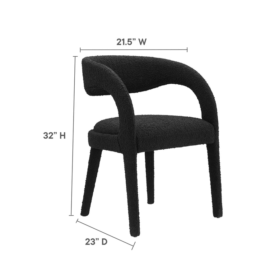 Iris Boucle Upholstered Dining Chair Set of 2 in Black