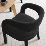 Iris Boucle Upholstered Dining Chair Set of 2 in Black
