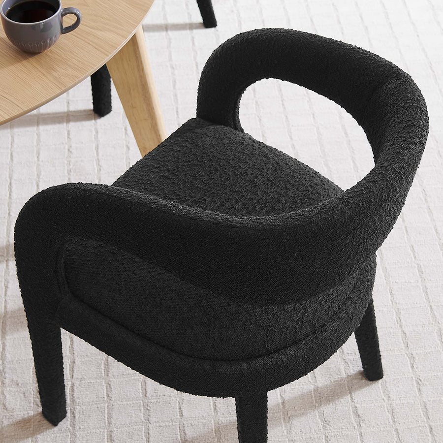 Iris Boucle Upholstered Dining Chair Set of 2 in Black