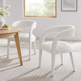 Iris Boucle Upholstered Dining Chair Set of 2 in Ivory
