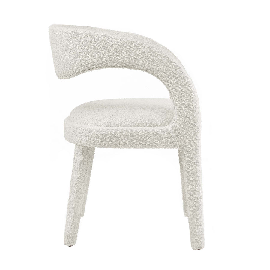 Iris Boucle Upholstered Dining Chair Set of 2 in Ivory