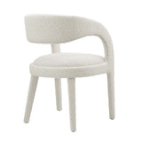 Iris Boucle Upholstered Dining Chair Set of 2 in Ivory