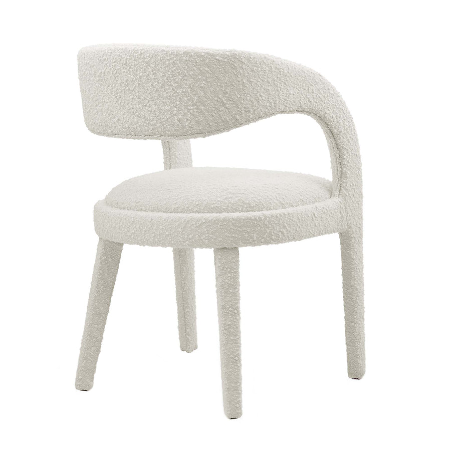 Iris Boucle Upholstered Dining Chair Set of 2 in Ivory