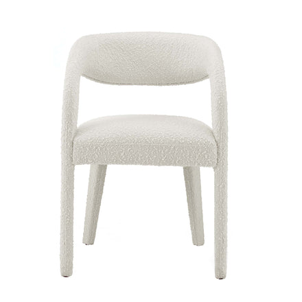 Pinnacle Boucle Upholstered Dining Chair Set of 2 in Ivory