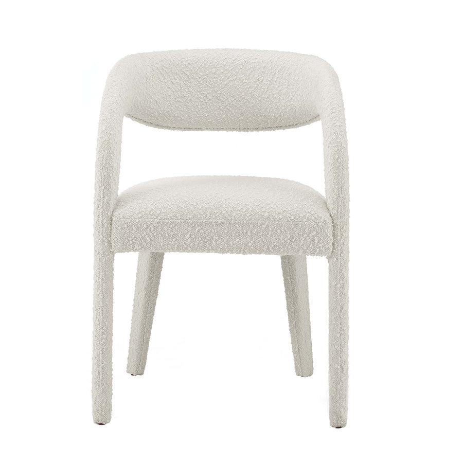 Iris Boucle Upholstered Dining Chair Set of 2 in Ivory
