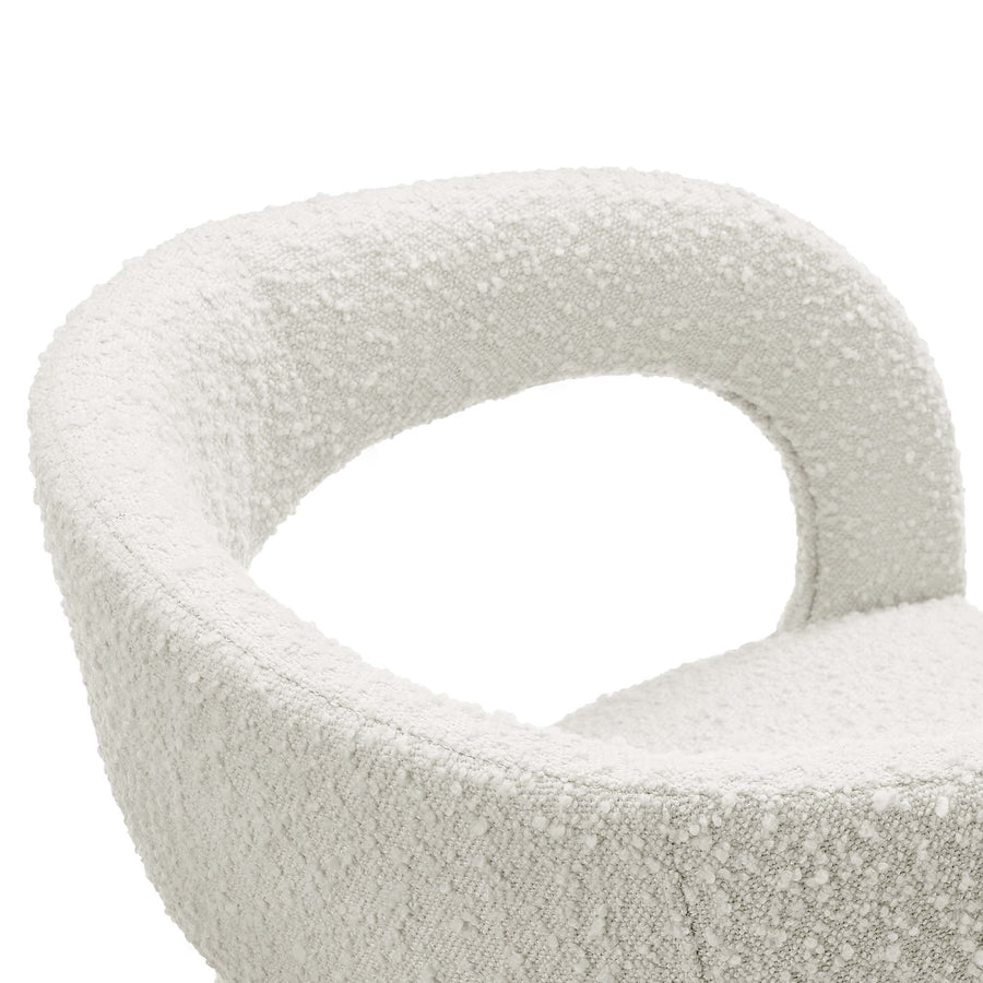 Iris Boucle Upholstered Dining Chair Set of 2 in Ivory