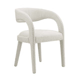 Iris Boucle Upholstered Dining Chair Set of 2 in Ivory