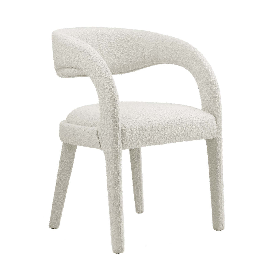 Iris Boucle Upholstered Dining Chair Set of 2 in Ivory