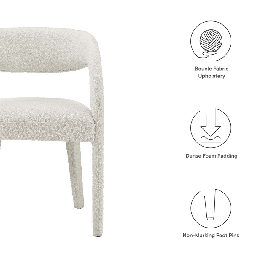 Iris Boucle Upholstered Dining Chair Set of 2 in Ivory