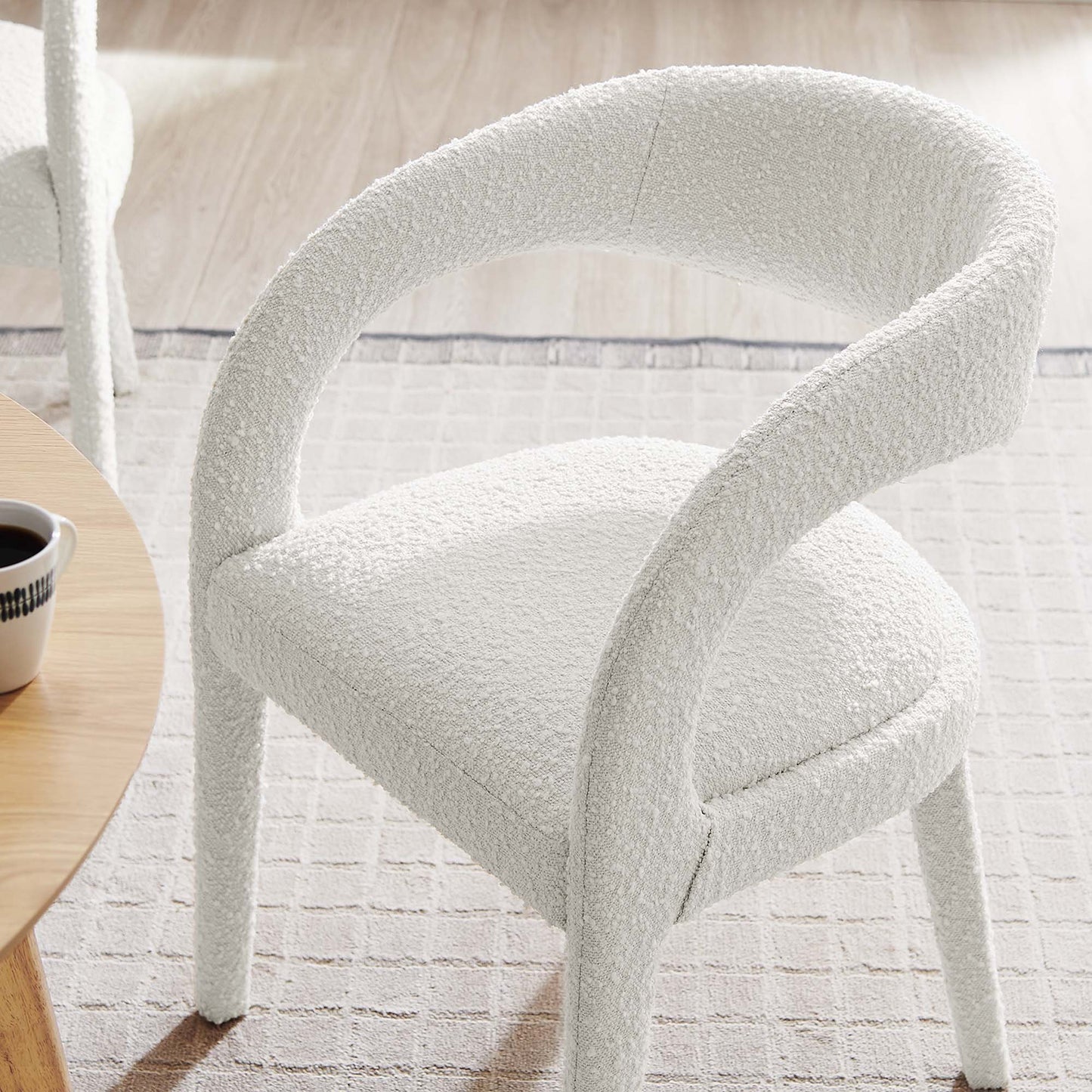 Pinnacle Boucle Upholstered Dining Chair Set of 2 by Furniture for America