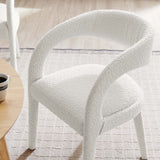 Iris Boucle Upholstered Dining Chair Set of 2 in Ivory
