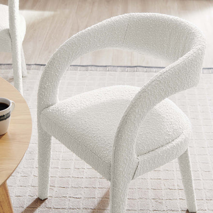 Pinnacle Boucle Upholstered Dining Chair Set of 2 in Ivory