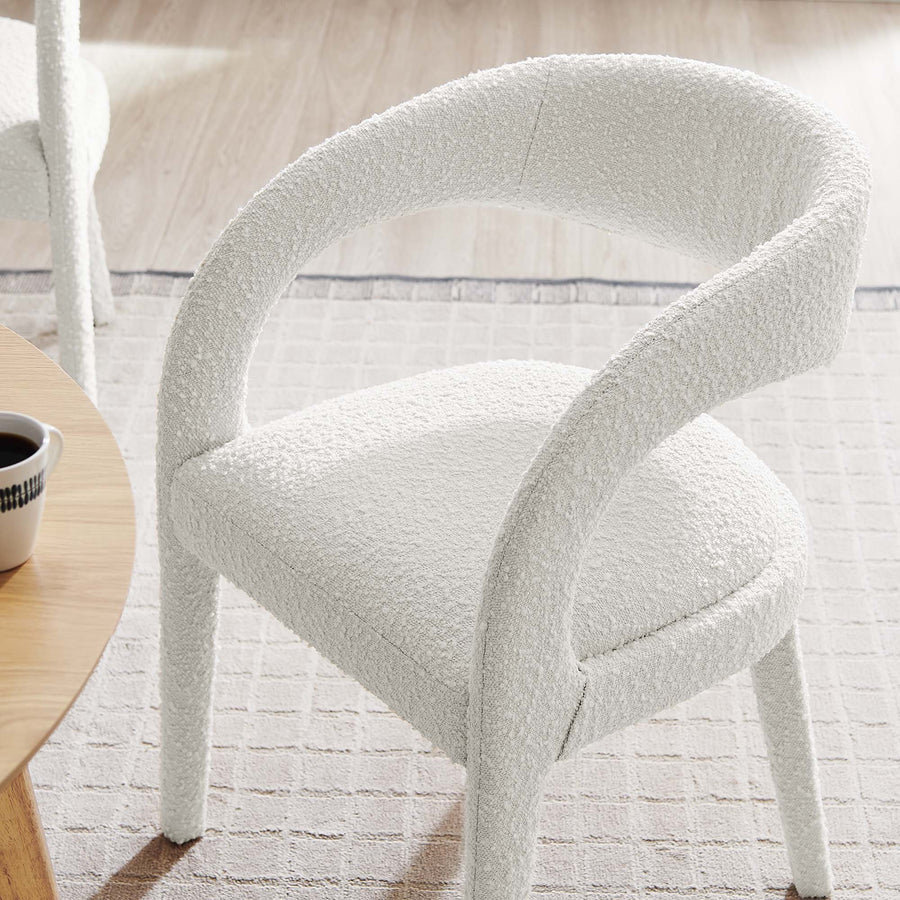 Iris Boucle Upholstered Dining Chair Set of 2 in Ivory