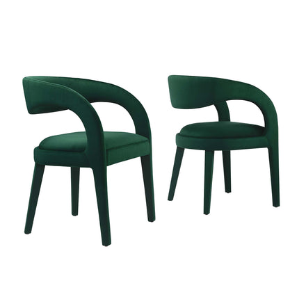 Pinnacle Performance Velvet Dining Chair Set of 2 in Green