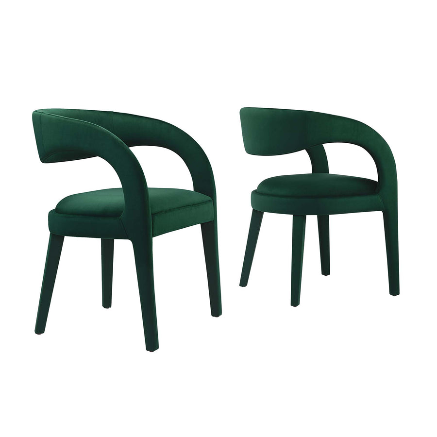 Iris Performance Velvet Dining Chair Set of 2 in Green