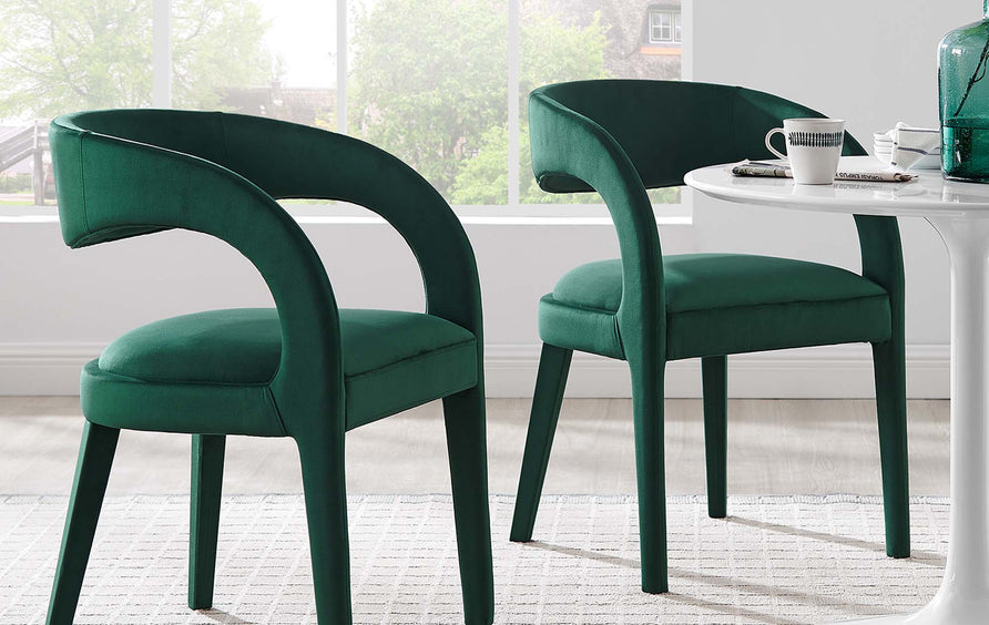 Iris Performance Velvet Dining Chair Set of 2 in Green