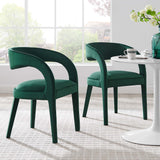Iris Performance Velvet Dining Chair Set of 2 in Green
