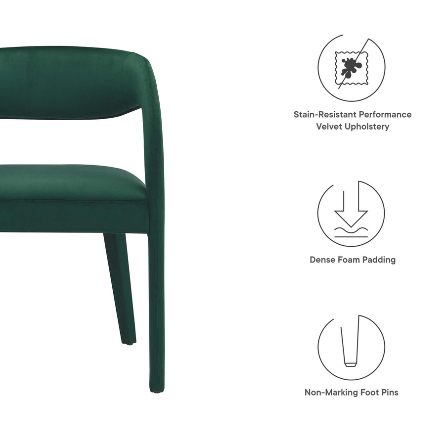 Iris Performance Velvet Dining Chair Set of 2 in Green