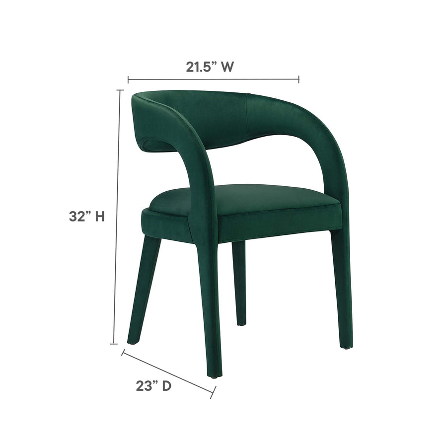 Iris Performance Velvet Dining Chair Set of 2 in Green
