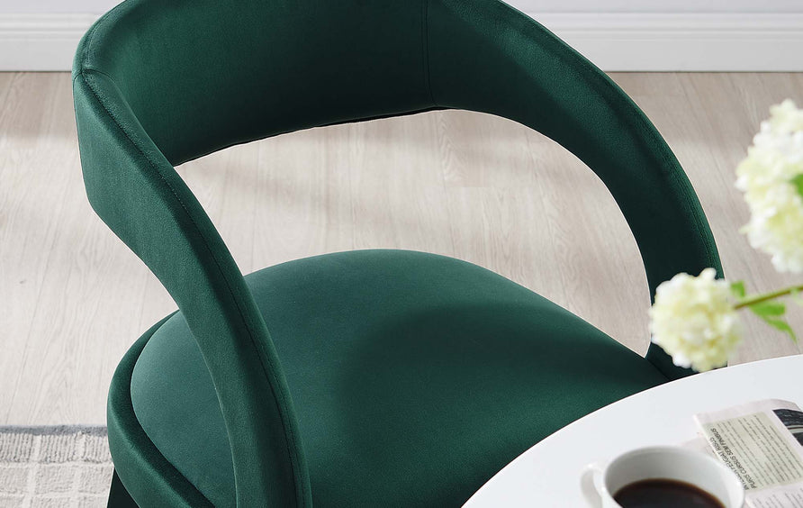 Iris Performance Velvet Dining Chair Set of 2 in Green