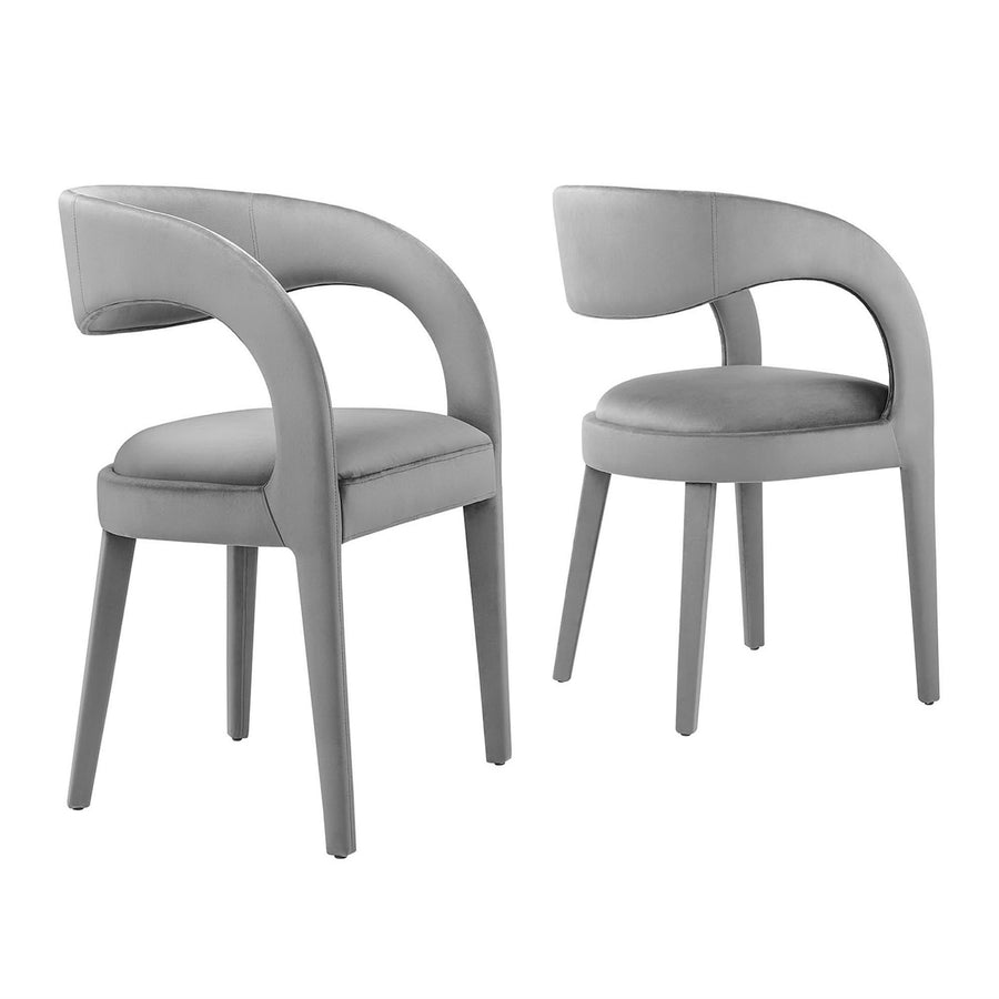 Iris Performance Velvet Dining Chair Set of 2 in Gray