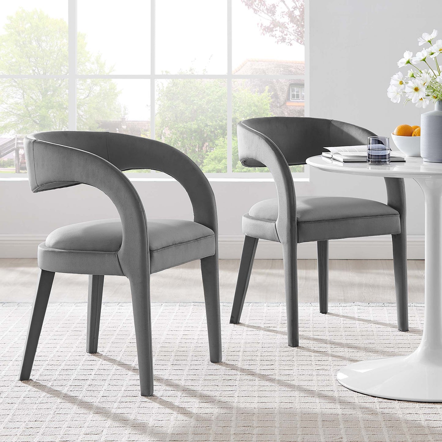 Pinnacle Performance Velvet Dining Chair Set of 2 by Furniture for America