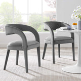 Iris Performance Velvet Dining Chair Set of 2 in Gray