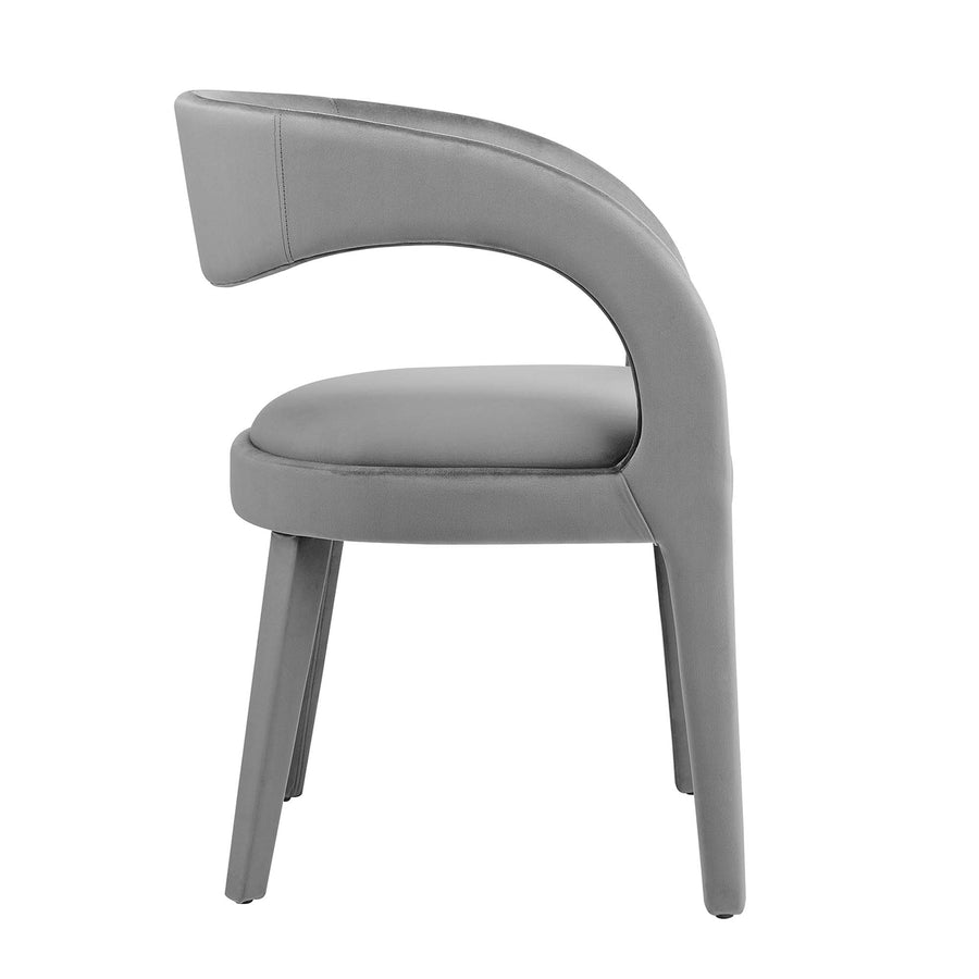 Iris Performance Velvet Dining Chair Set of 2 in Gray