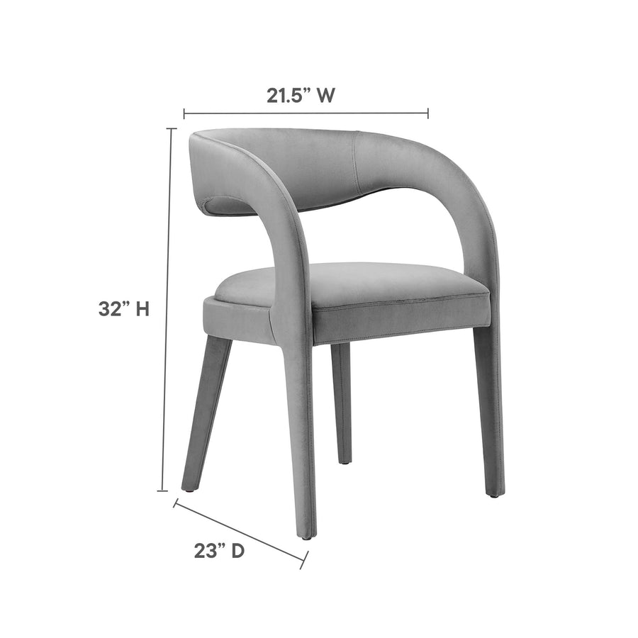Iris Performance Velvet Dining Chair Set of 2 in Gray