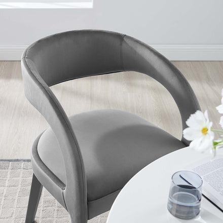 Pinnacle Performance Velvet Dining Chair Set of 2 in Gray