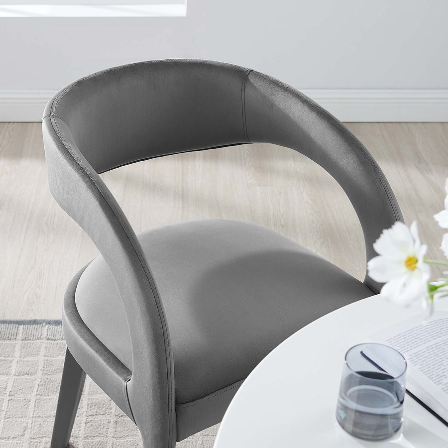 Iris Performance Velvet Dining Chair Set of 2 in Gray