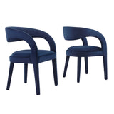 Iris Performance Velvet Dining Chair Set of 2 in Midnight Blue