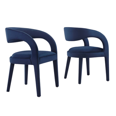 Pinnacle Performance Velvet Dining Chair Set of 2 in Midnight Blue