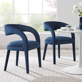 Iris Performance Velvet Dining Chair Set of 2 in Midnight Blue