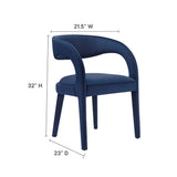 Iris Performance Velvet Dining Chair Set of 2 in Midnight Blue