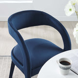 Iris Performance Velvet Dining Chair Set of 2 in Midnight Blue