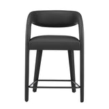 Iris Vegan Leather Counter Stool Set of 2 in Black Black