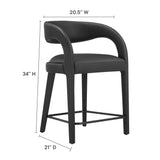 Iris Vegan Leather Counter Stool Set of 2 in Black Black