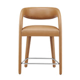 Iris Vegan Leather Counter Stool Set of 2 in Tan Silver