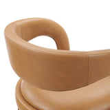 Iris Vegan Leather Counter Stool Set of 2 in Tan Silver