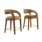 Iris Performance Velvet Counter Stool Set of 2 in Brown Gold
