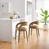 Iris Performance Velvet Counter Stool Set of 2 in Brown Gold