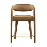 Iris Performance Velvet Counter Stool Set of 2 in Brown Gold
