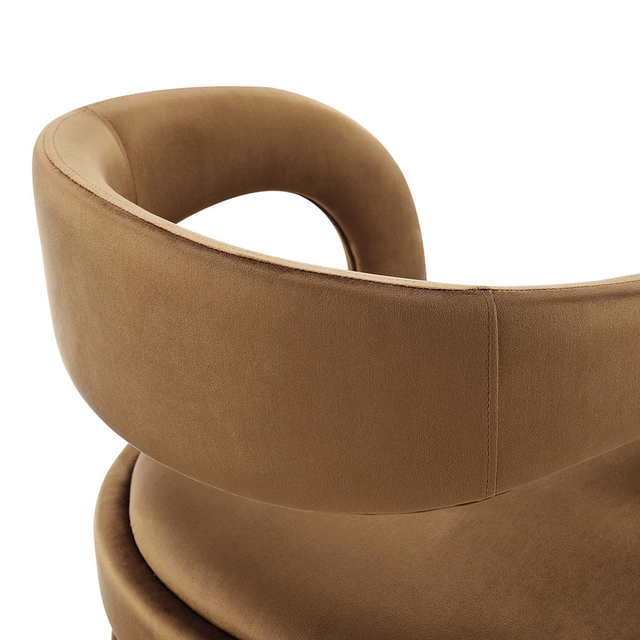 Iris Performance Velvet Counter Stool Set of 2 in Brown Gold