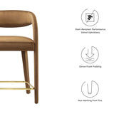 Iris Performance Velvet Counter Stool Set of 2 in Brown Gold