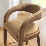Iris Performance Velvet Counter Stool Set of 2 in Brown Gold