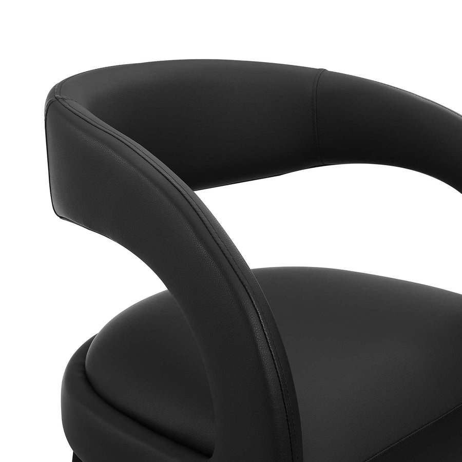 Iris Vegan Leather Bar Stool Set of 2 in Black Black