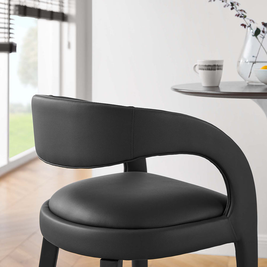 Iris Vegan Leather Bar Stool Set of 2 in Black Black