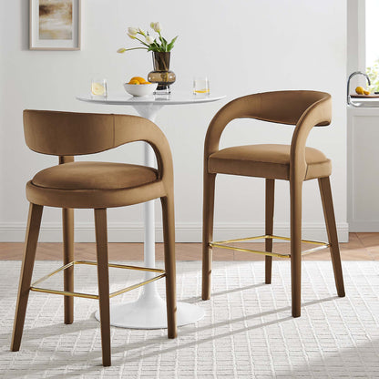 Pinnacle Performance Velvet Bar Stool Set of 2 by Furniture For America